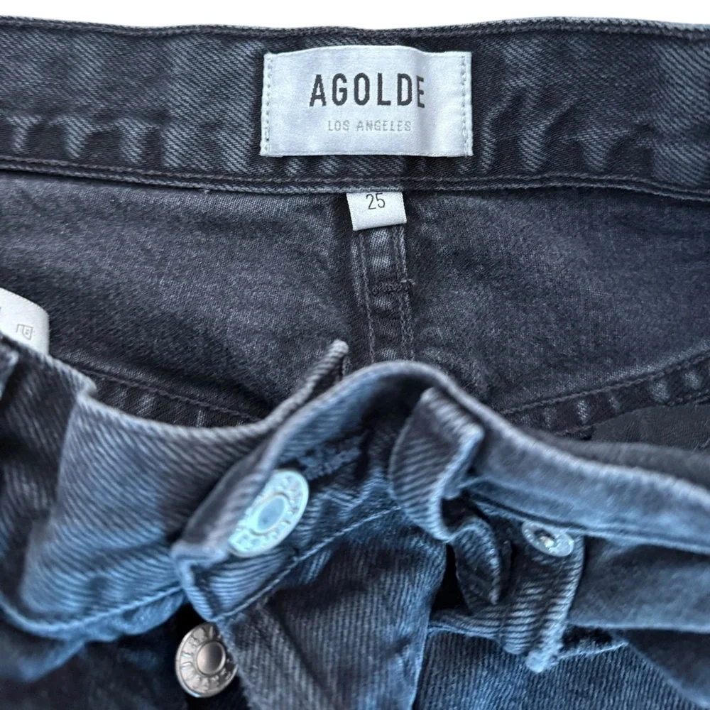 AGOLDE 90’s Mid-Ride Straight Jeans in Black Distressed‎